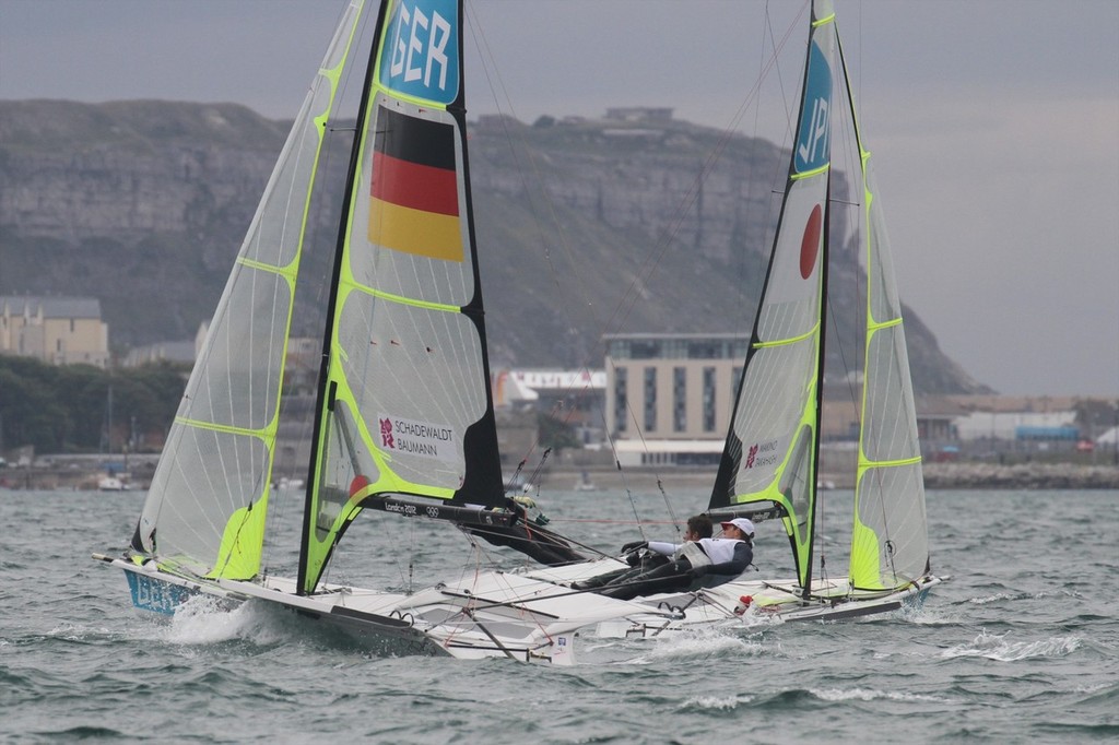 August 1, 2012 - Weymouth, England - 49er Race 5 © Richard Gladwell www.photosport.co.nz